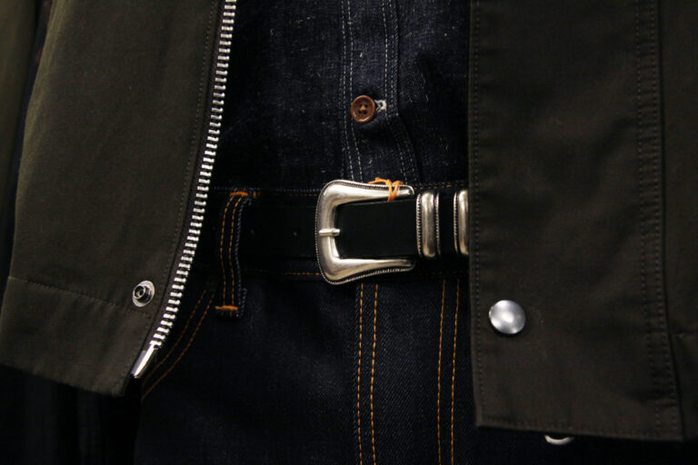 NUDIE JEANS ” WESTERN SILVER LEATHER BELT “